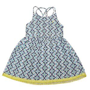 Nautica Girls Sleeveless Blue & Yellow Print Dress 5